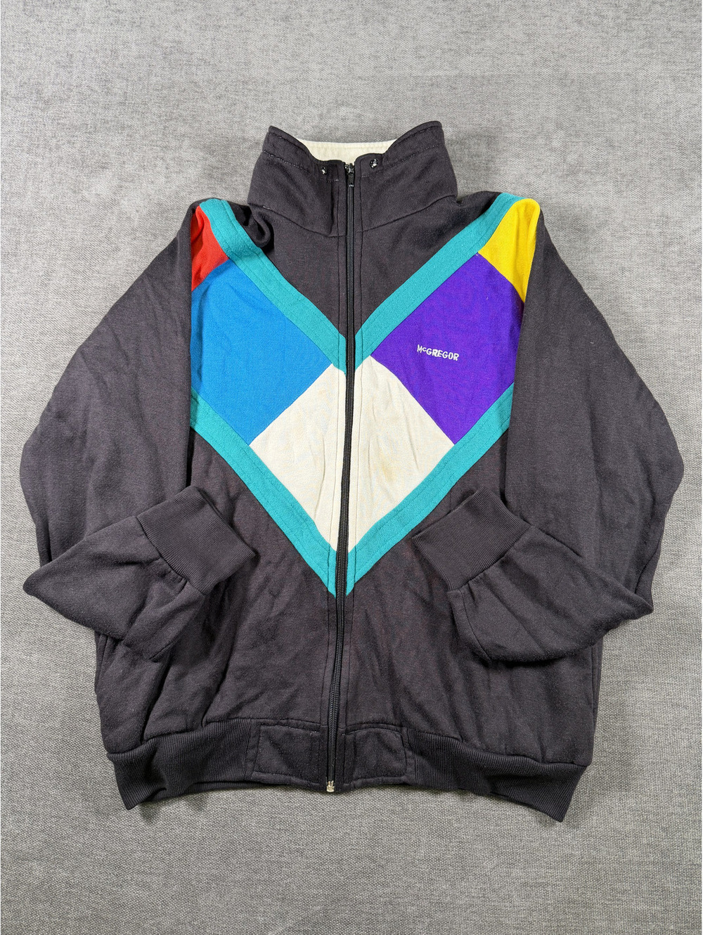McGregor Vintage Colorblock Full Zip Sweatshirt Jacket Medium